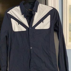 Fendi eye logo button down